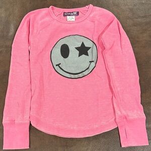 Pink Smiley Face Kids Shirt. Sparkle size 8